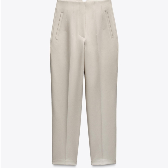 Zara High Rise Cream Trouser - Picture 2 of 8